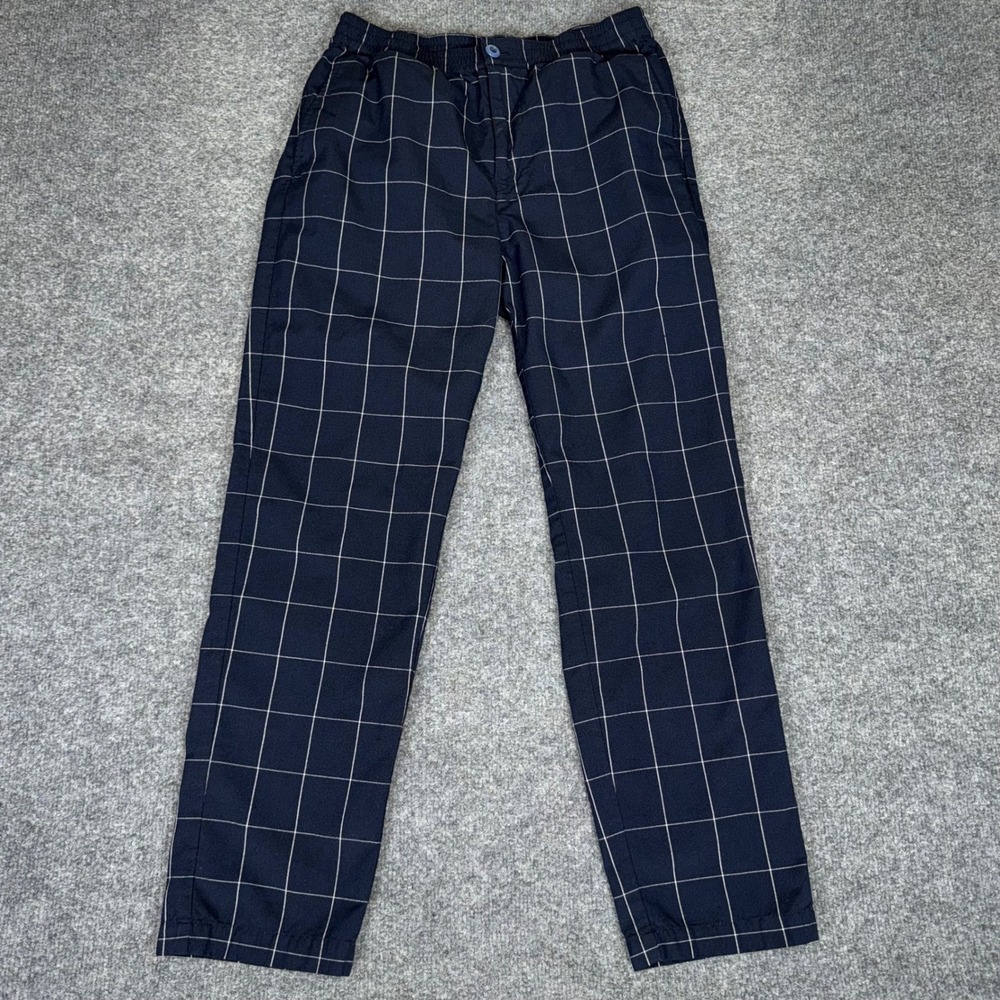 Men's Navy Windowpane Casual Pants